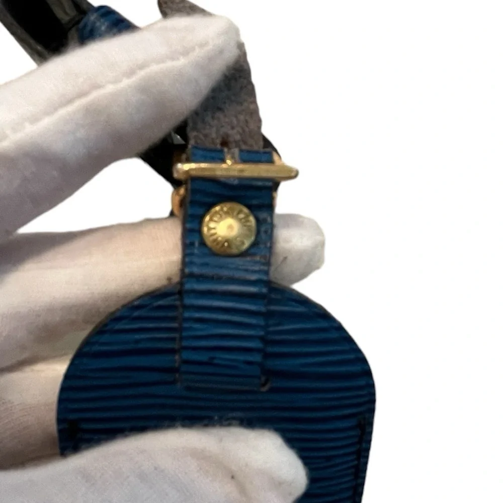 Louis Vuitton Blue Epi Luggage Tag with Poignet Authentic